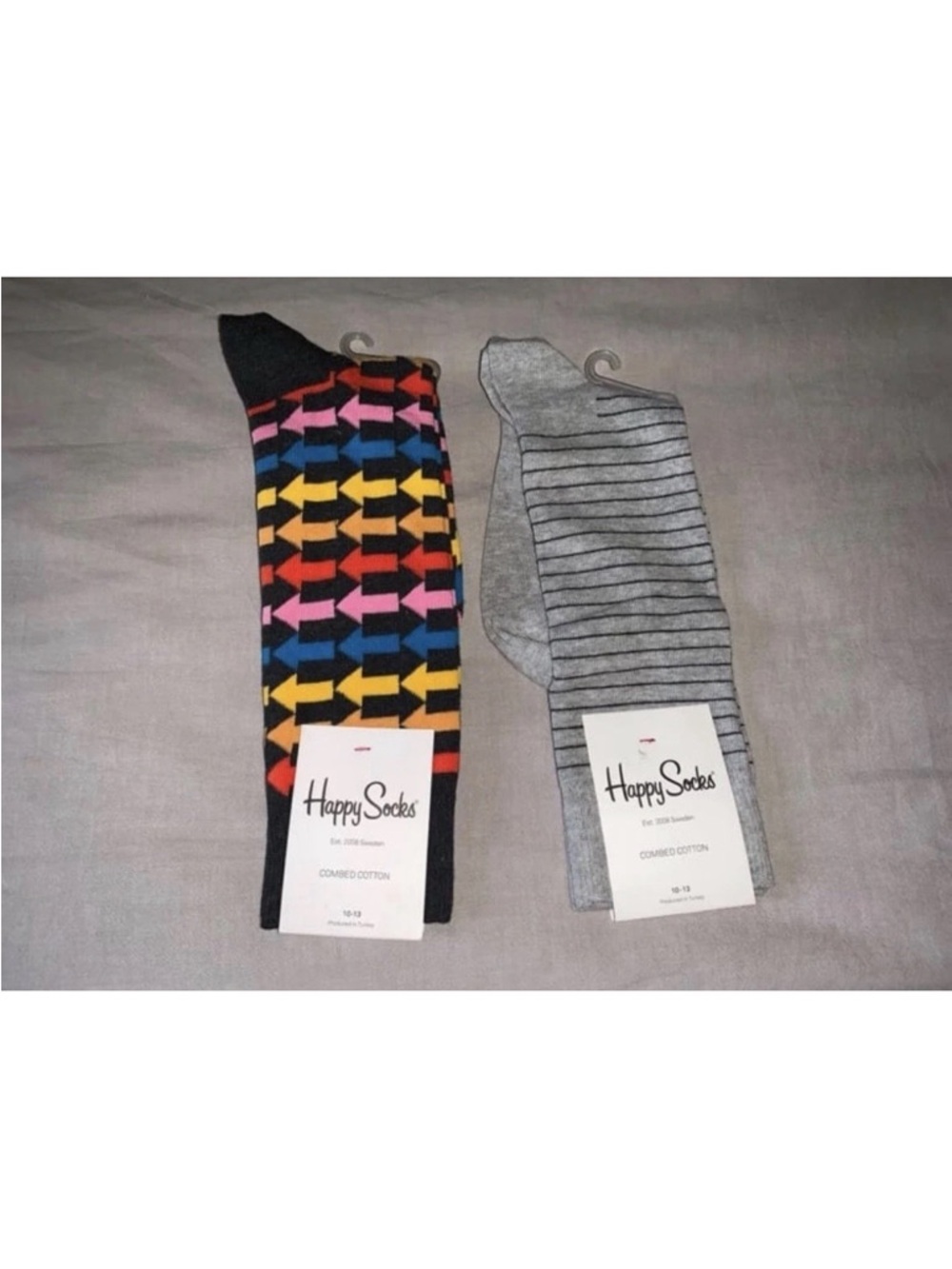 NWT TWO AUTHENTIC MEN’S HAPPY SOCKS COMBED COTTON DRESS SOCKS  SIZE 10-13